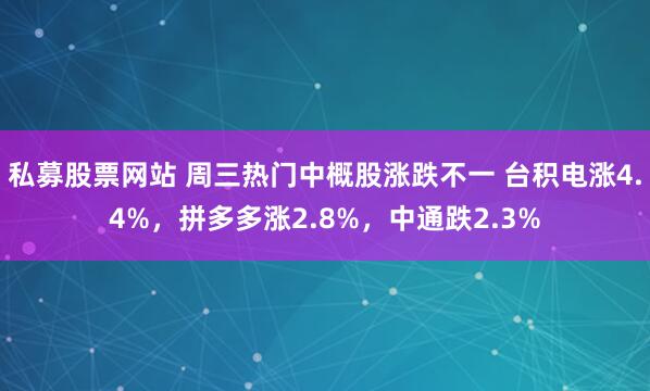 私募股票网站 周三热门中概股涨跌不一 台积电涨4.4%，拼多多涨2.8%，中通跌2.3%